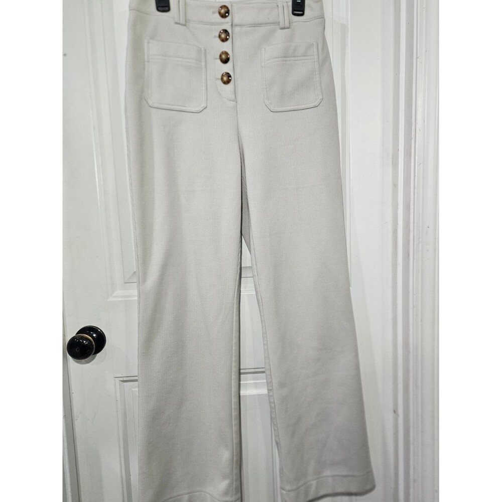 Joie's 70s-Inspired Cream Corduroy Pants With Brown Buttons Size 8